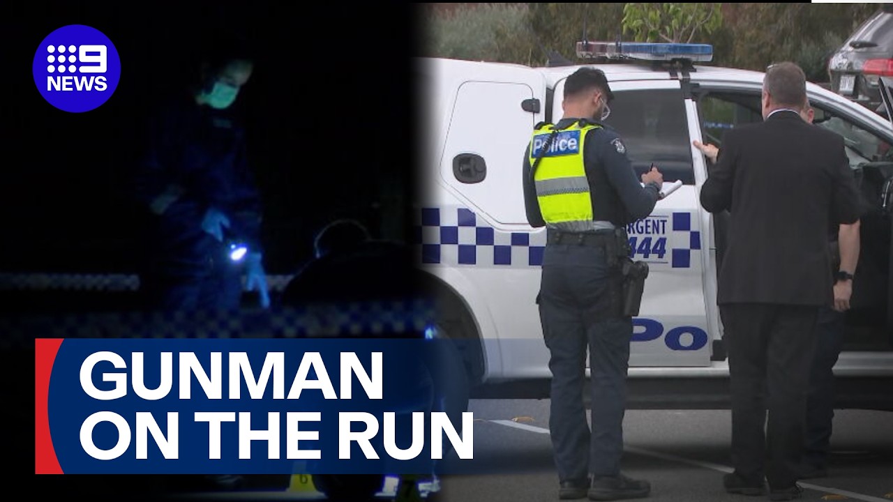 Gunman at large after daylight gangland hit | 9 News Australia