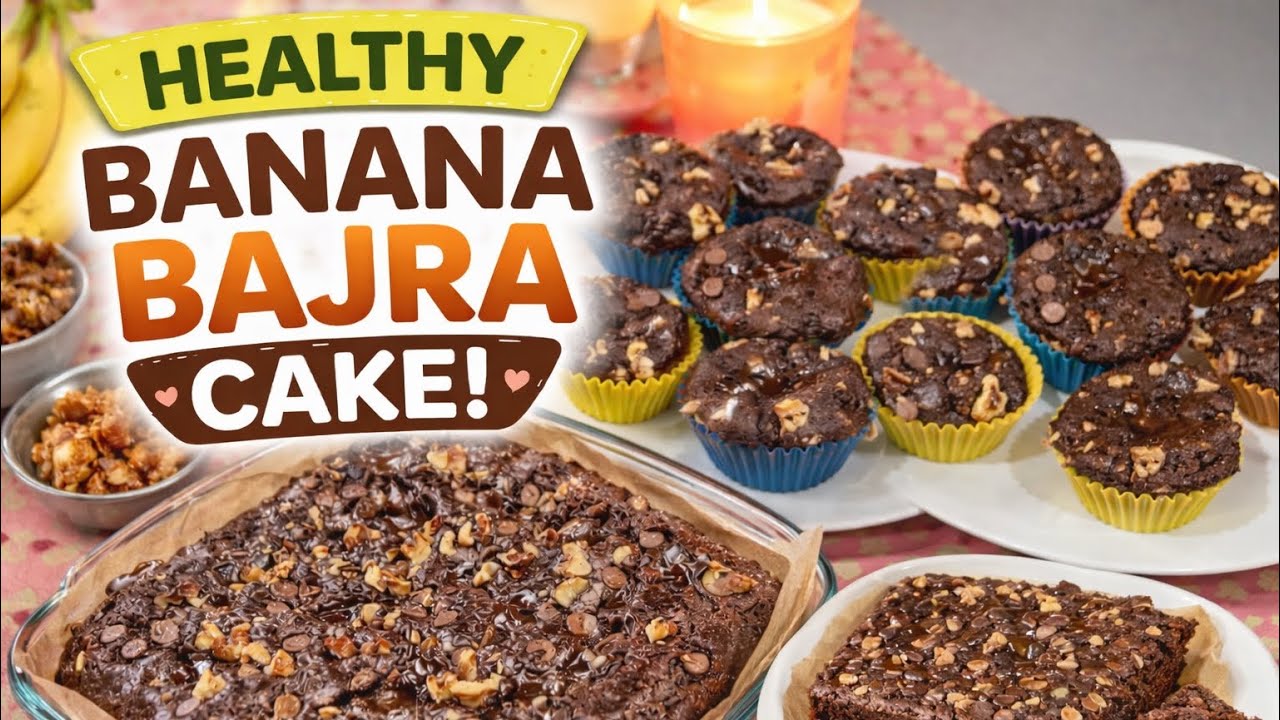 Healthy Banana Bajra Cake | No Maida, No Refined Sugar | Eggless Millet Chocolate Cake