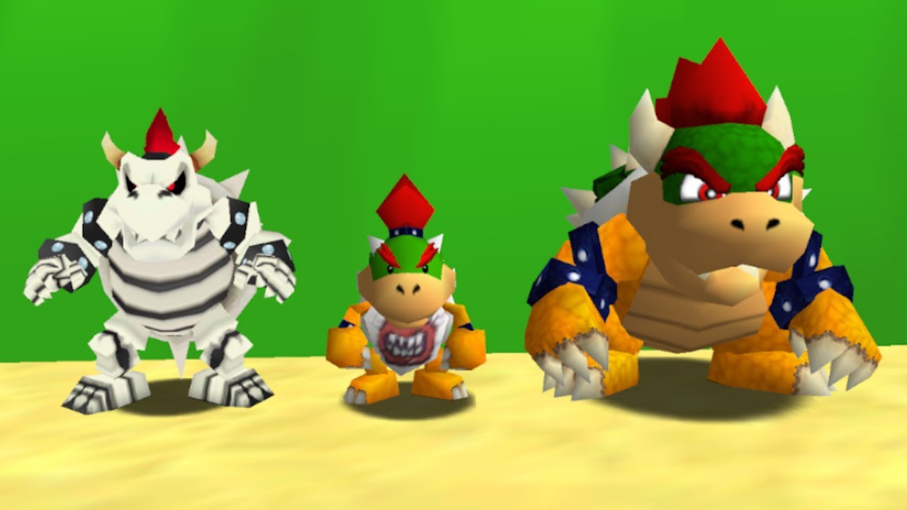 Bowser, Bowser Jr. and Dry Bowser in Super Mario 64 - Full Game 100% Walkthrough