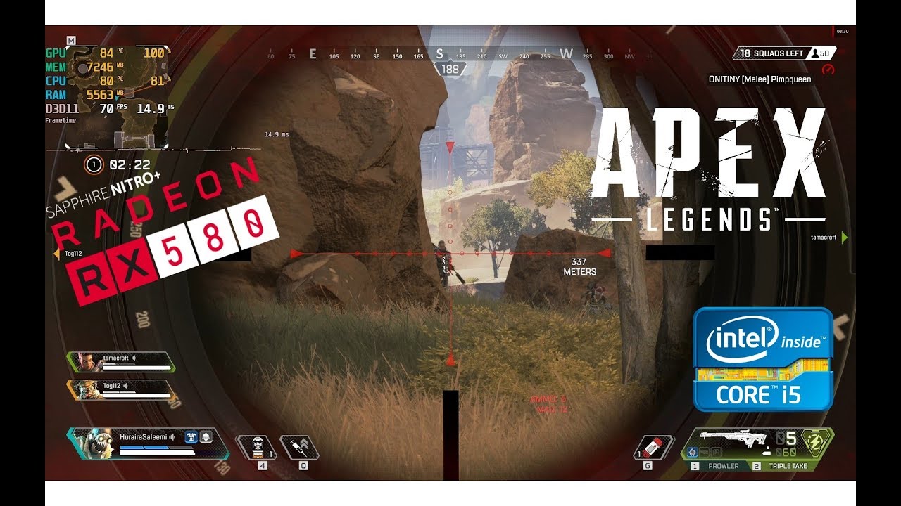 RX 580 + i5-3470 | Apex Legends - 1080p Max and Low setting!