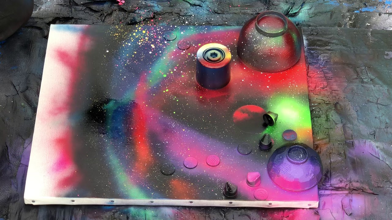 “Give away painting #6” red space city (SPRAY PAINT ART) by spray art eden