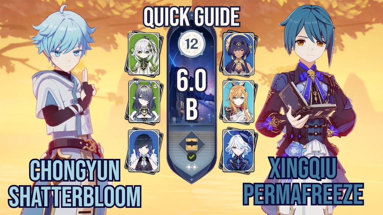 A guide to Shatterbloom Chongyun & Permafreeze Xingqiu | Spiral Abyss Floor 12 (Genshin Impact 6.1)