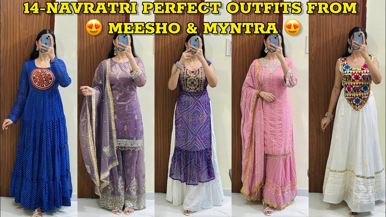 14- Navratri Perfect Outfits From Myntra & Meesho😍/Huge Haul, Affordable, Ethnic Wear #meeshohaul 