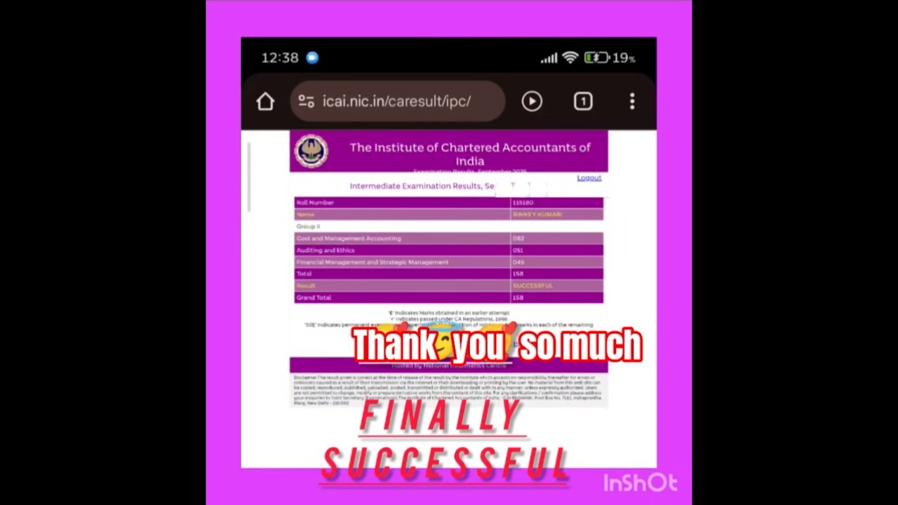 CA Intermediate september 2025  result day. 