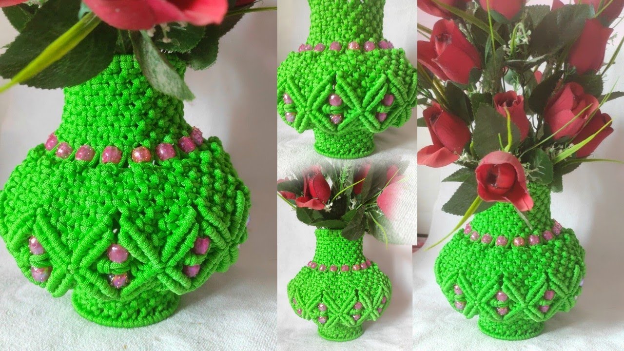 नया डिजाइन।। बिना बॉल के मैक्रम का आसान फूलदान।।Macrame flower Pot...