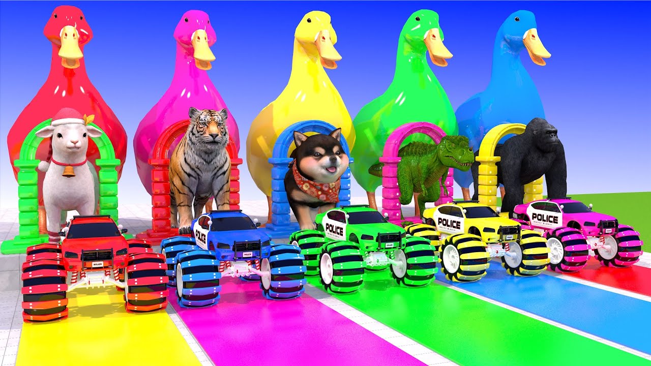 Long Slide Game With Cow Elephant Gorilla Hippopotamus Tiger 3d Animal Game Funny 3d Animals