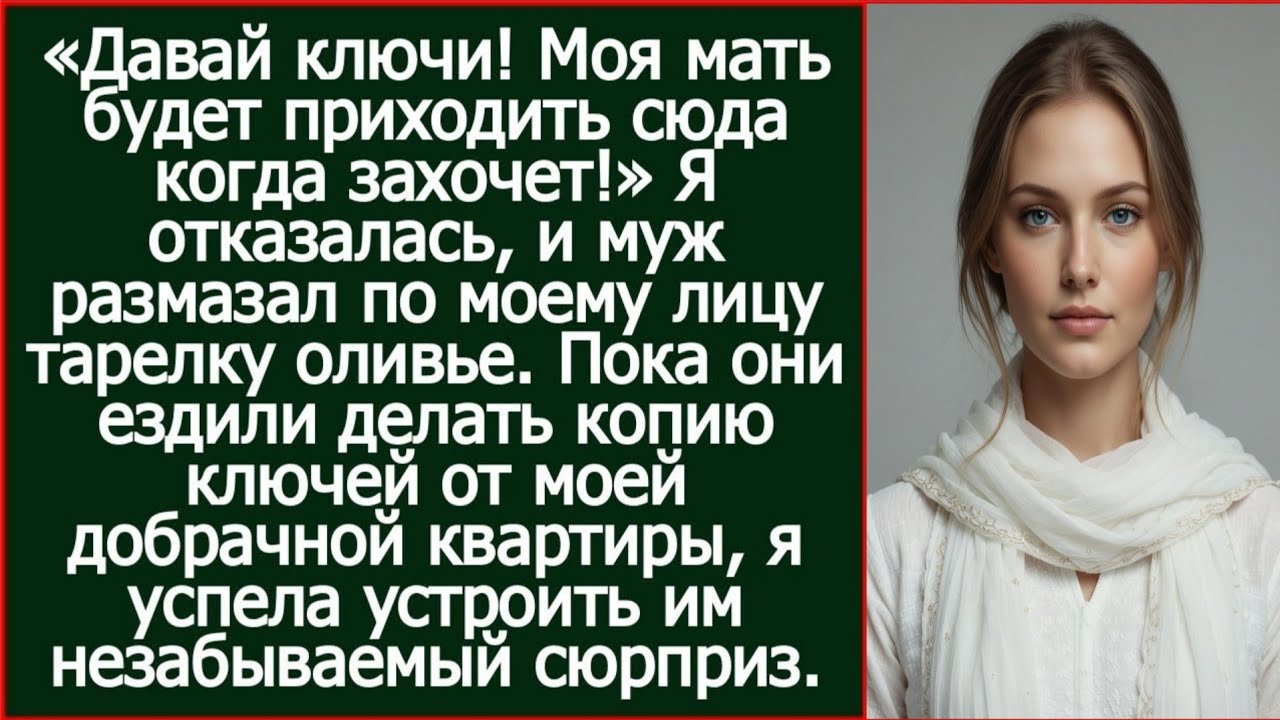 Давай ключи от своей квартиры! Моя мать будет приходить сюда когда захочет! Заорал муж.
