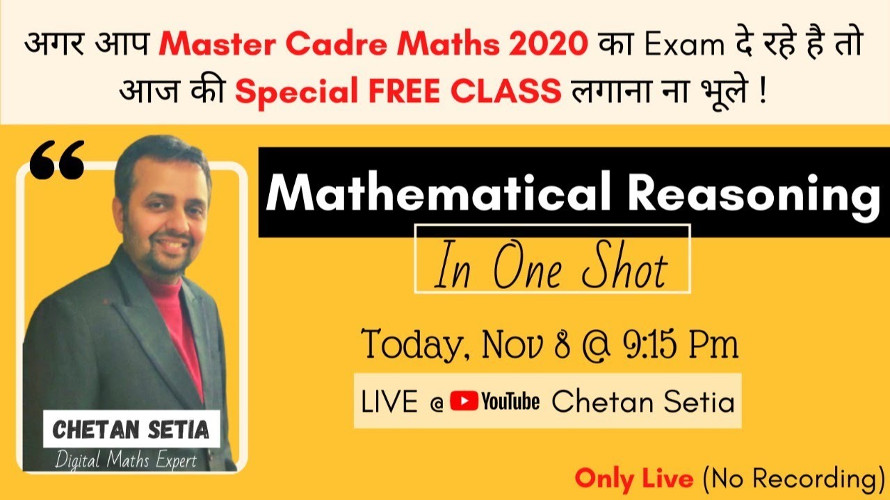 Master Cadre Math/Science 2025 | Mathematical Reasoning |Expected Questions with Tricks Chetan Setia
