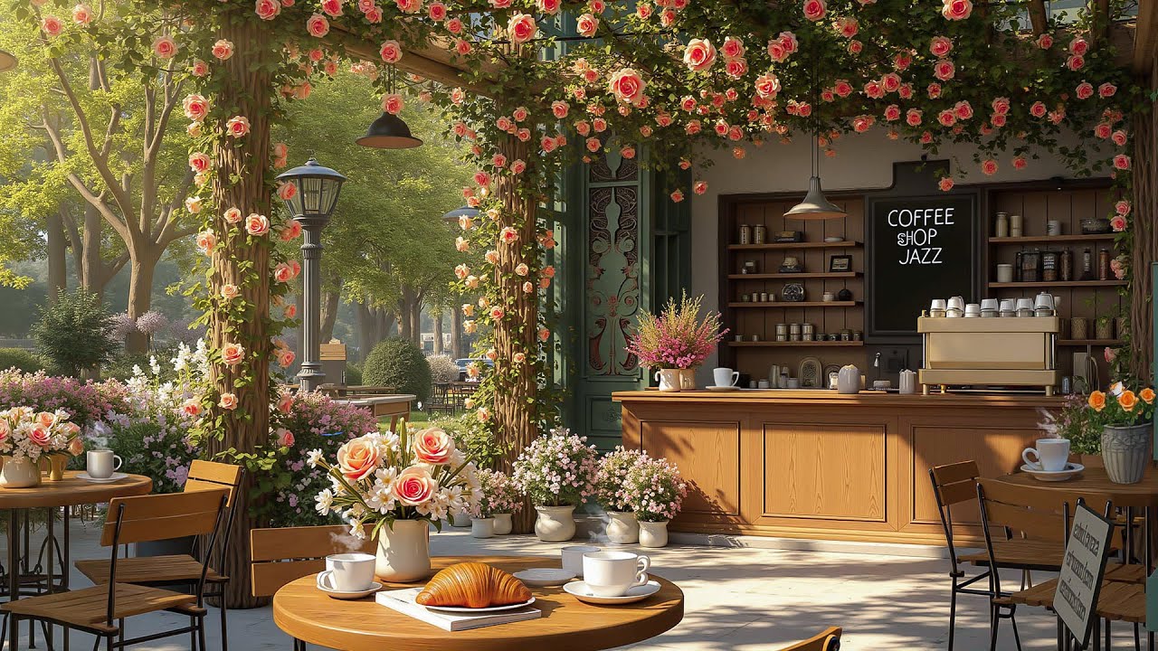 Morning Café Jazz 🌷☕🎶 Cozy Outdoor Ambience with Warm Sunlight for Focus & Relaxation