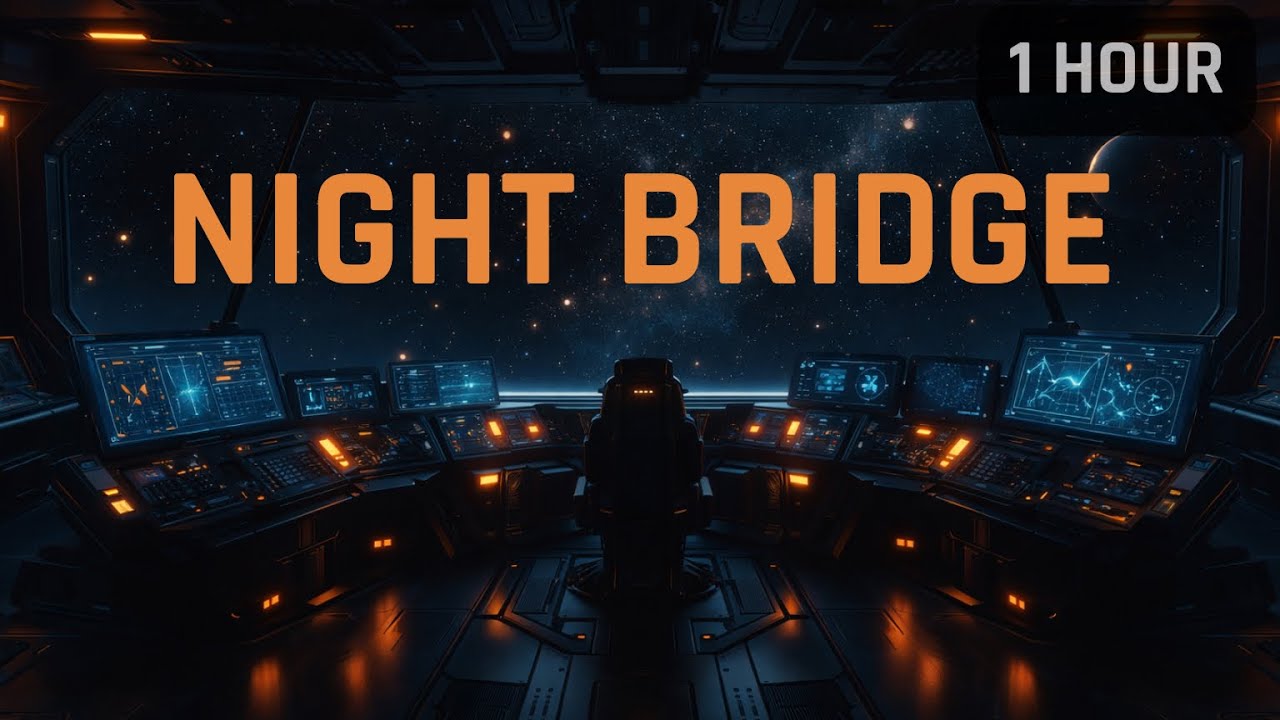 Night Bridge of a Deep Space Freighter | Spaceship Ambience for Sleep & Focus | 1 Hour