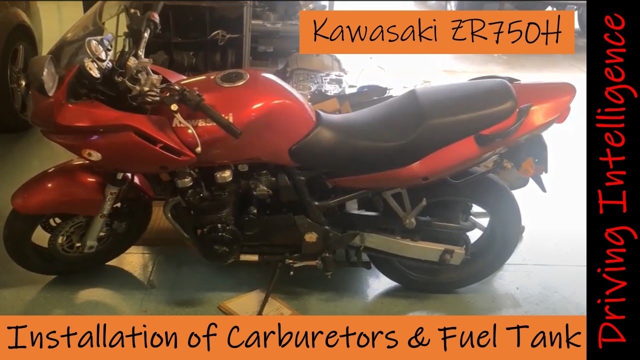 Как установить карбюраторы и топливный бак мотоцикла Kawasaki ZR750H после очистки топливной системы