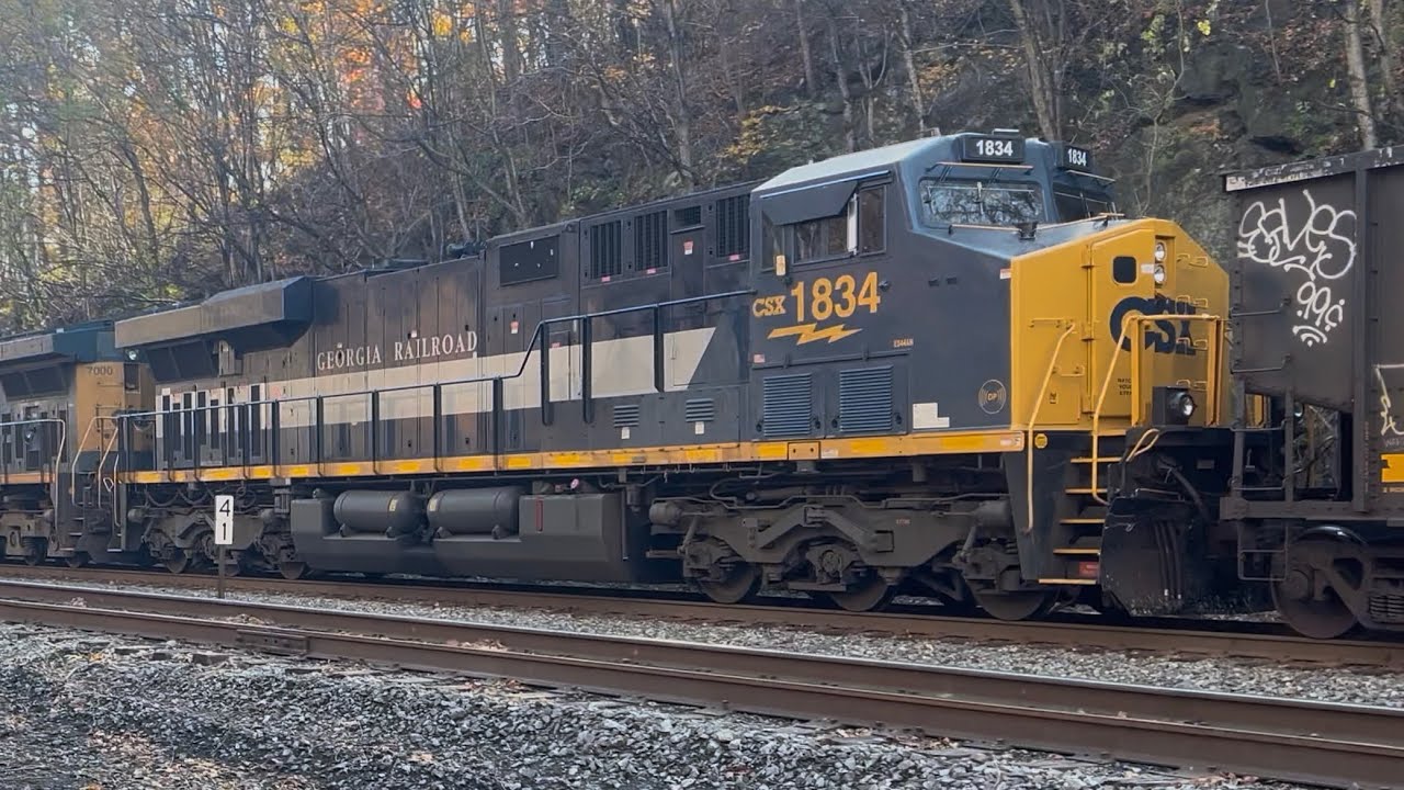 CSX Coal Freight Train Georgia Railroad Heritage Unit | Mount Airy MD 11/2/2025 