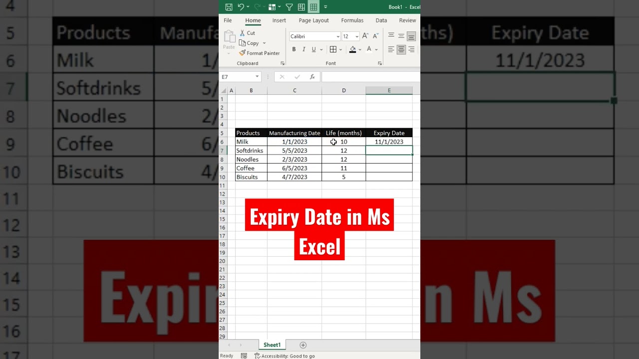 How to set EXPIRY Date in Excel.