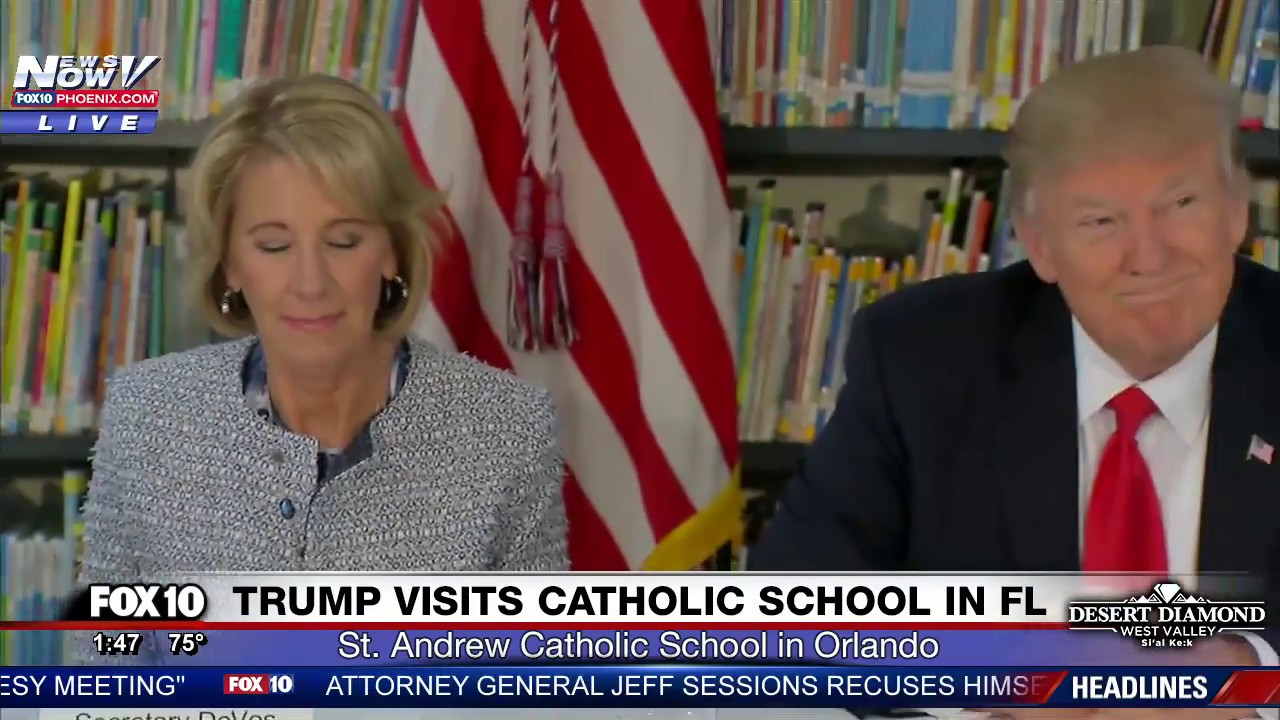 WATCH: Trump and DeVos Visit St. Andrew Catholic School in Orlando, FL (FNN)