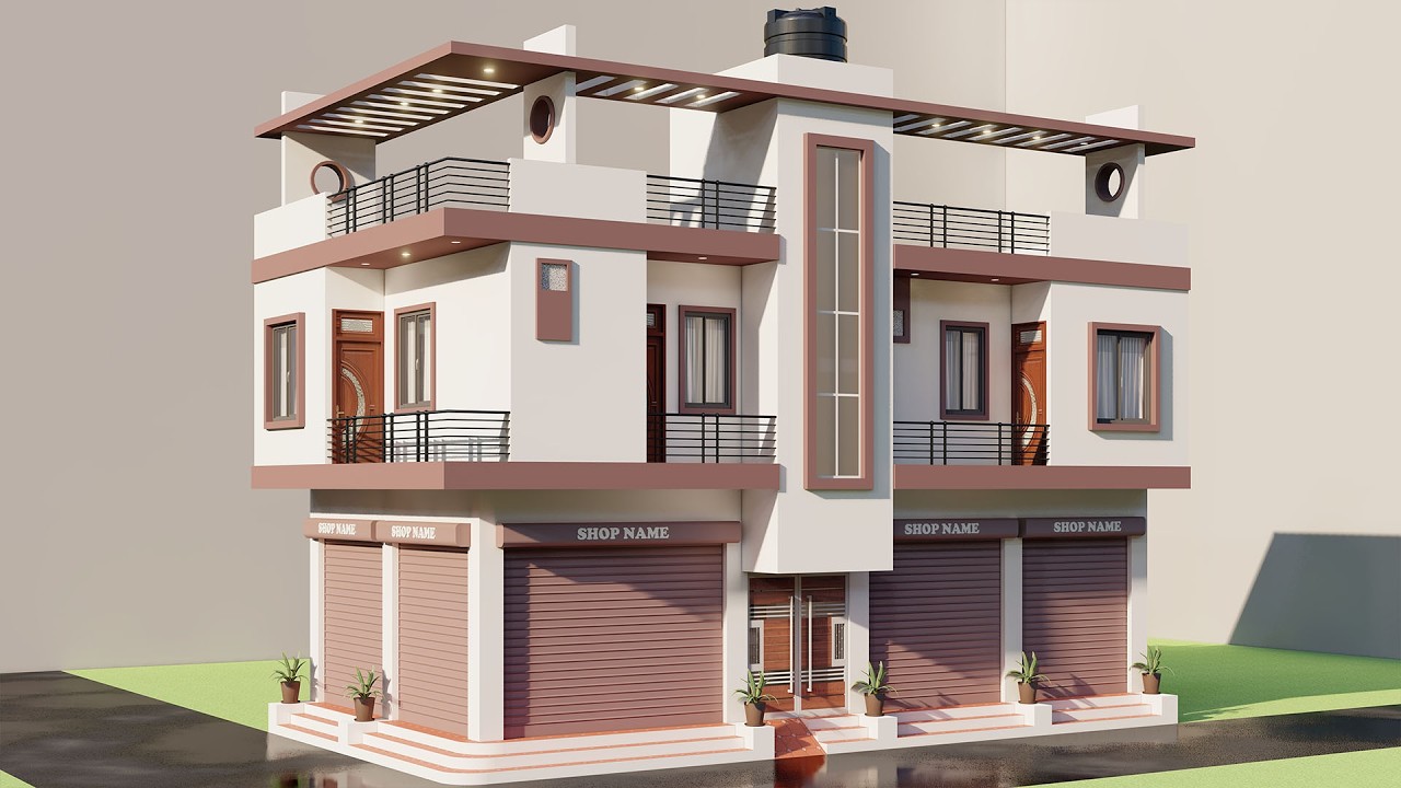 800sqft में निचे चार दुकान ऊपर चार कमरे का मकान ,20 By 40 Dukan Or Makan ka Naksha