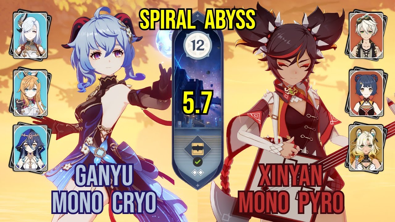 C0 Ganyu Mono Cryo + C6 Xinyan Mono Pyro | Spiral Abyss 5.7 | Genshin Impact