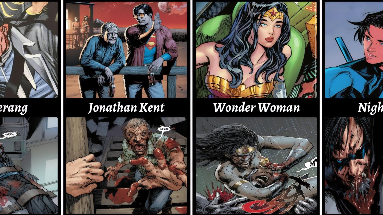 Infected versions of DC characters from the DCeased/Earth-55 universe 