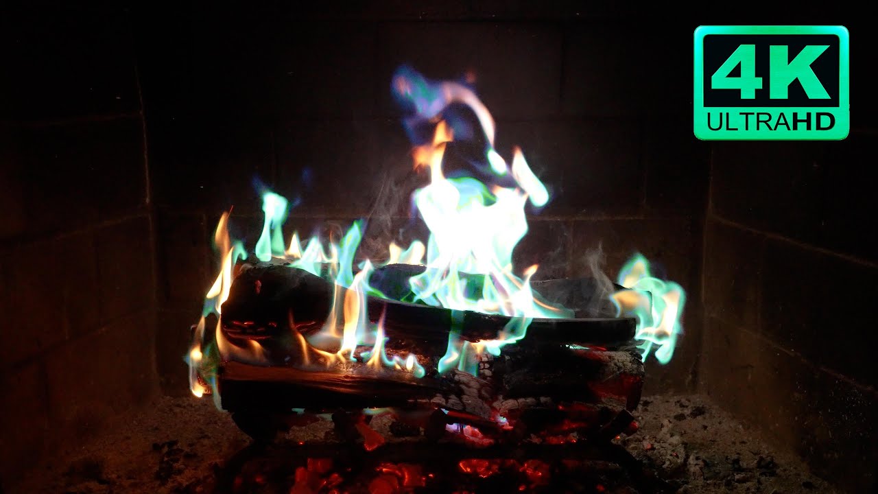 🔥Aquawizard Presents🔥: Yule Log Real Burning Fireplace 4K 🔥 With GENUINE Blue Aquaflames 🔵 (8 HOURS)