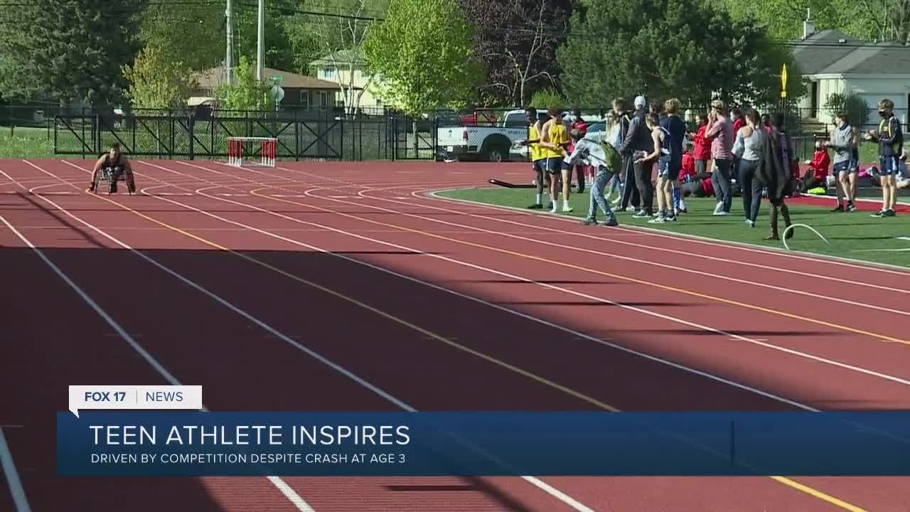Teen wheelchair athlete competes in track and field