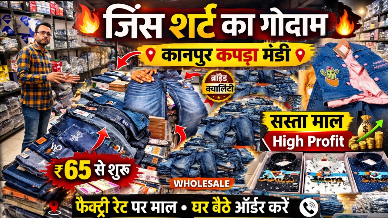 कानपुर में बच्चों के जिंस शर्ट होलसेलर🔥| Branded Jeans Shirt For Kids | Kids Wear Wholesale Market 