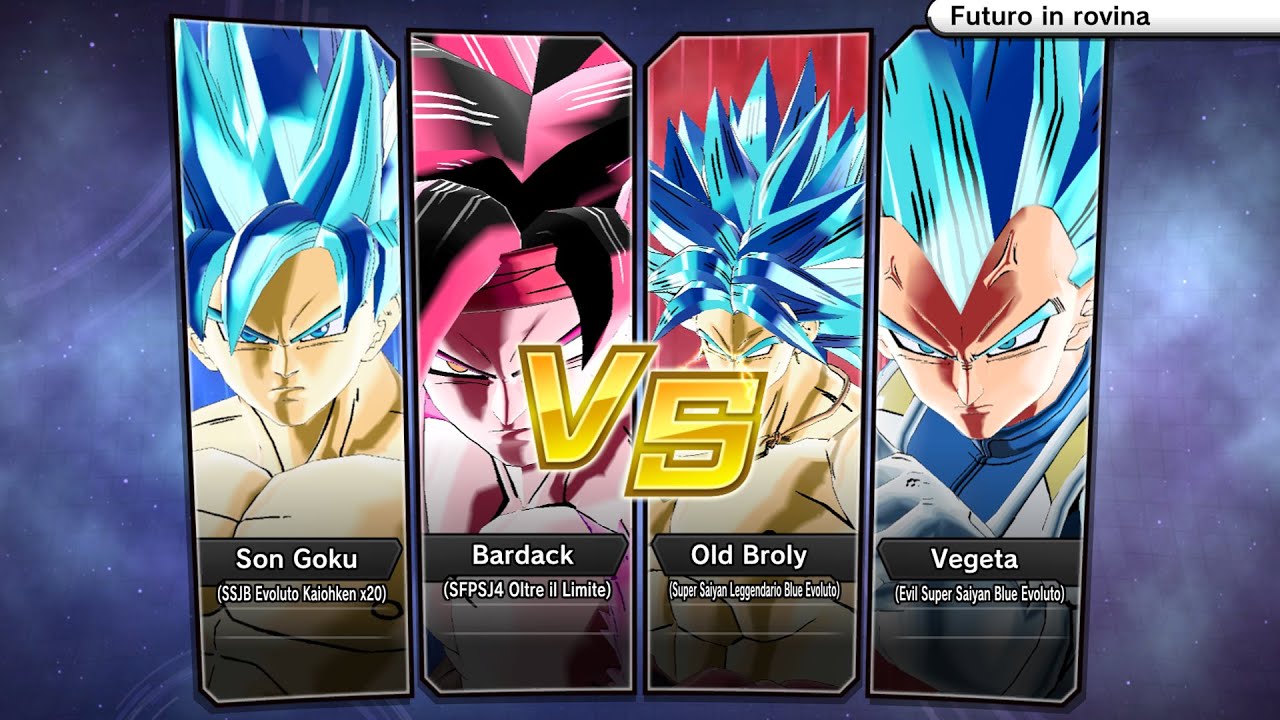 XV2 (PC): Bardack Evil SFPSJ4&Goku SSJBE Kaiohken x20 vs Old Broly LSSJE&Vegeta DBH Evil SSJBE