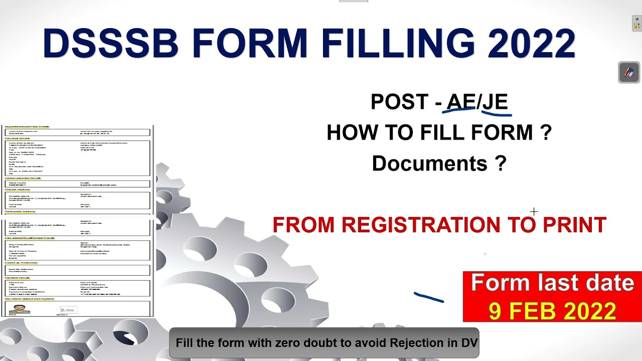 DSSSB JE/AE ONLINE APPLICATION FORM FILLING 2022