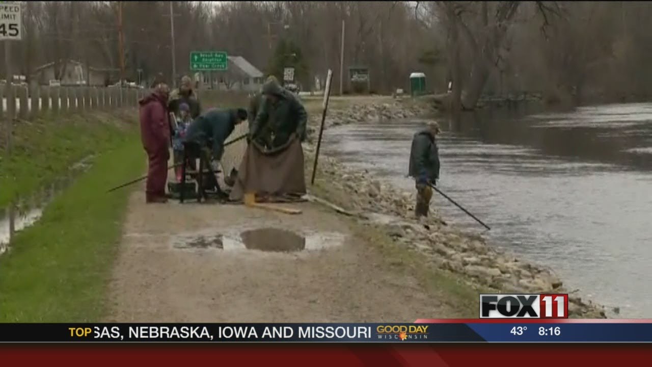 Watching the sturgeon spawn in Shiocton