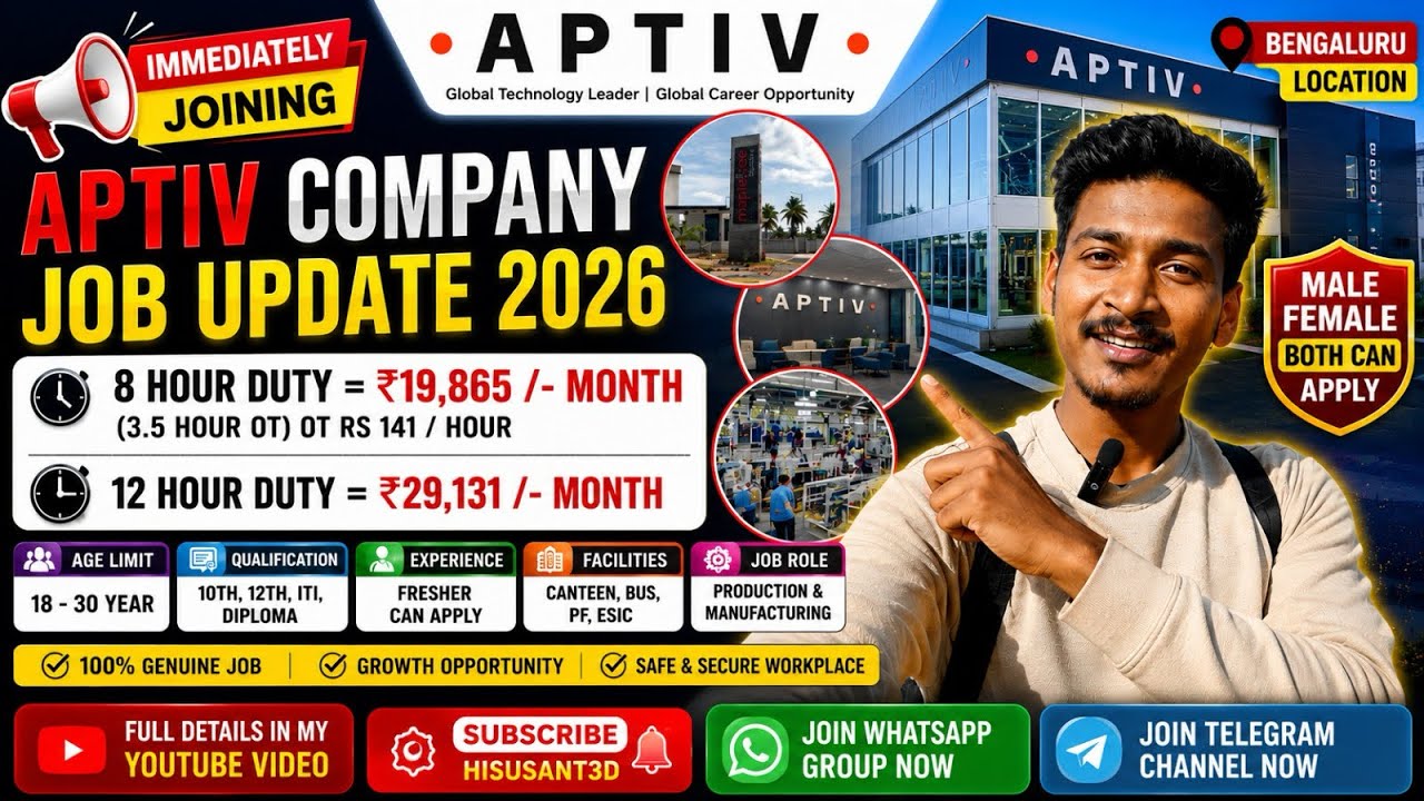 𝐀𝐏𝐓𝐈𝐕 𝐂𝐨𝐦𝐩𝐚𝐧𝐲 𝐈𝐦𝐦𝐞𝐝𝐢𝐚𝐭𝐞 𝐉𝐨𝐢𝐧𝐢𝐧𝐠 𝟐𝟎𝟐𝟔🔥𝟖 𝐇𝐨𝐮𝐫 𝐒𝐚𝐥𝐚𝐫𝐲 ₹𝟏𝟗,𝟖𝟔𝟓|𝟏𝟐 𝐇𝐨𝐮𝐫 ₹𝟐𝟗,𝟏𝟑𝟏 |𝐌𝐚𝐥𝐞 𝐅𝐞𝐦𝐚𝐥𝐞 𝐉𝐨𝐛𝐬 𝐁𝐚𝐧𝐠...