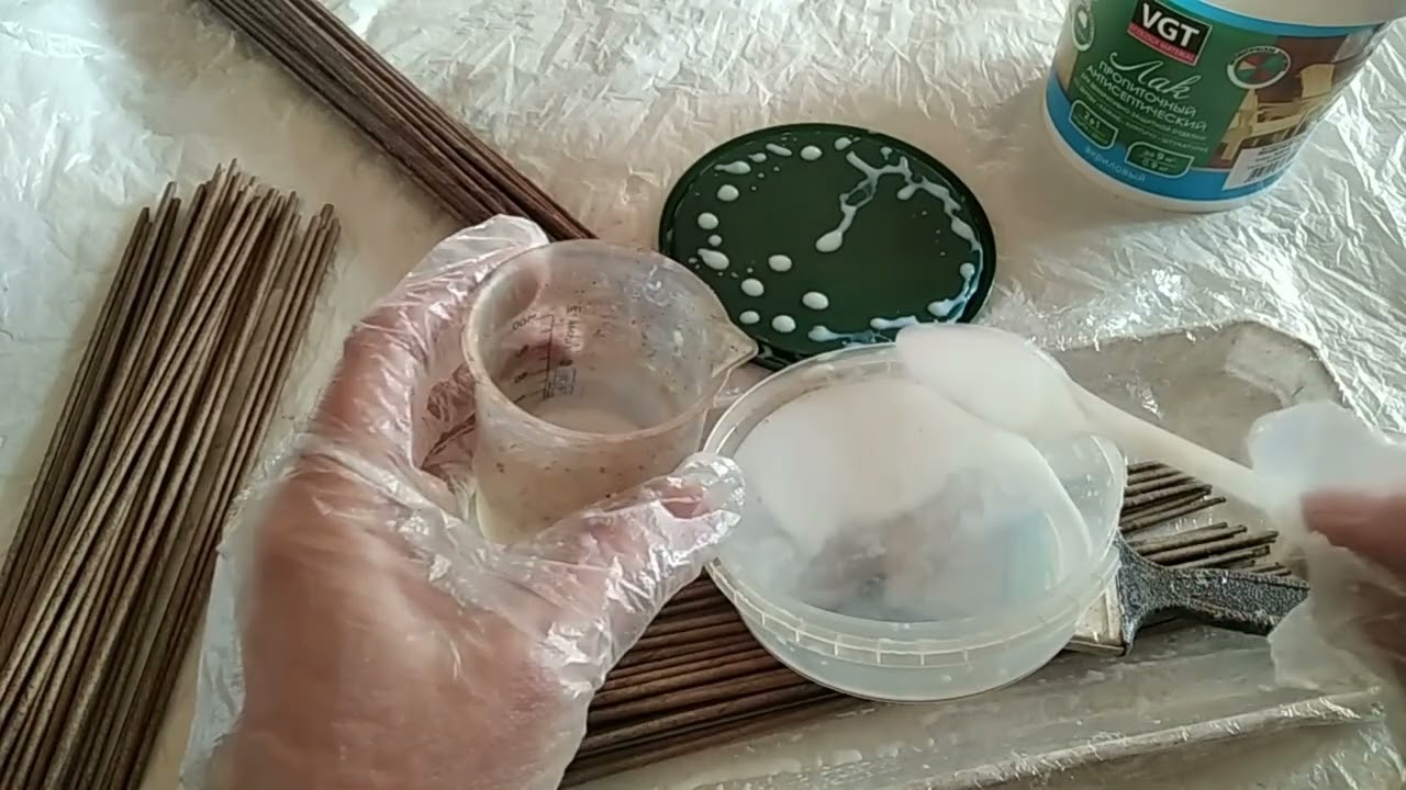 Обработка трубочек лак/вода