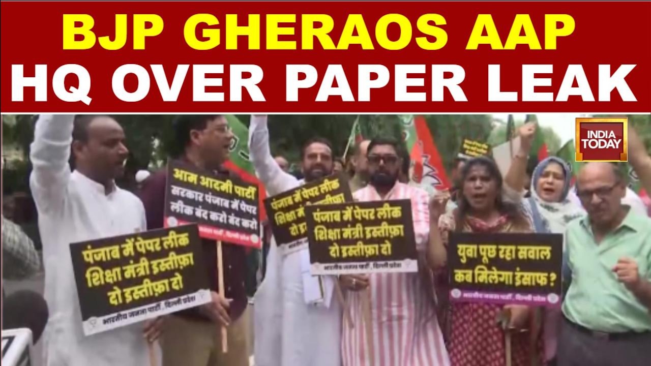 BJP Protests Outside AAP HQ Over Punjab Paper Leak Row, Seeks Education Minister's Resignation