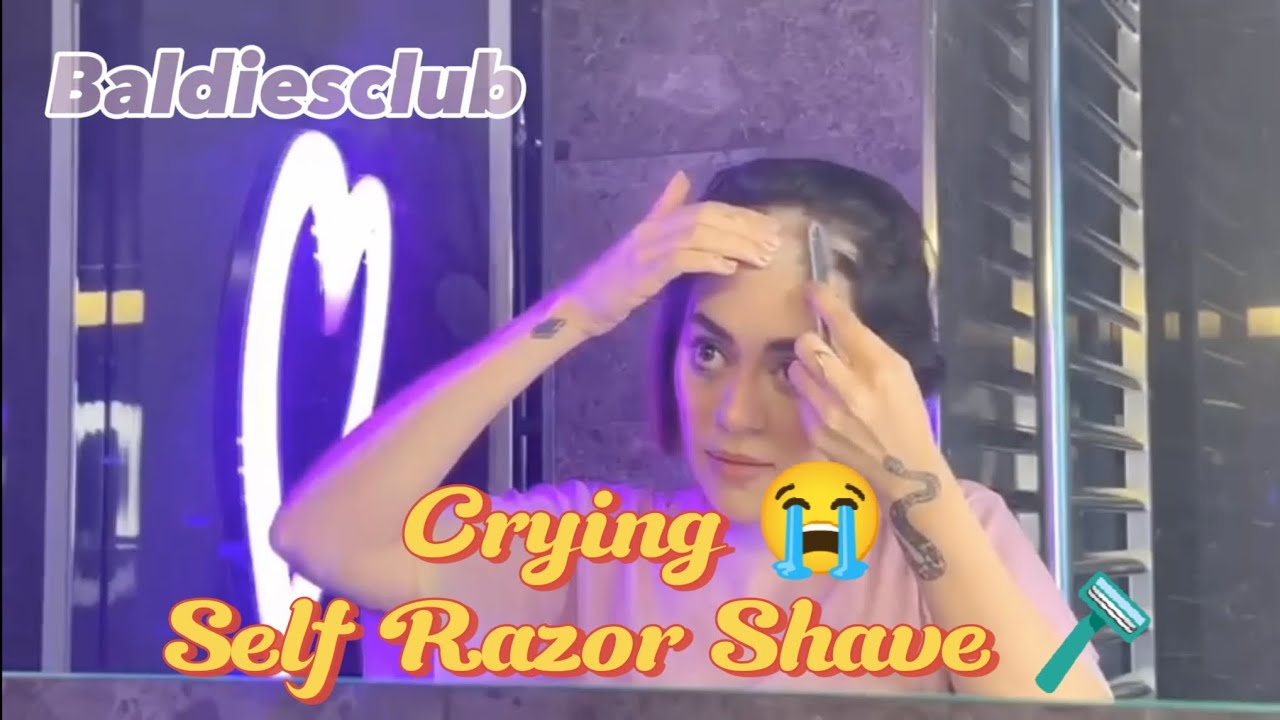 Beauty 😍 Shaves herself Completely Smooth Bald with A Razor 🪒🔥🔥 Gets Emotional 😭😭.
