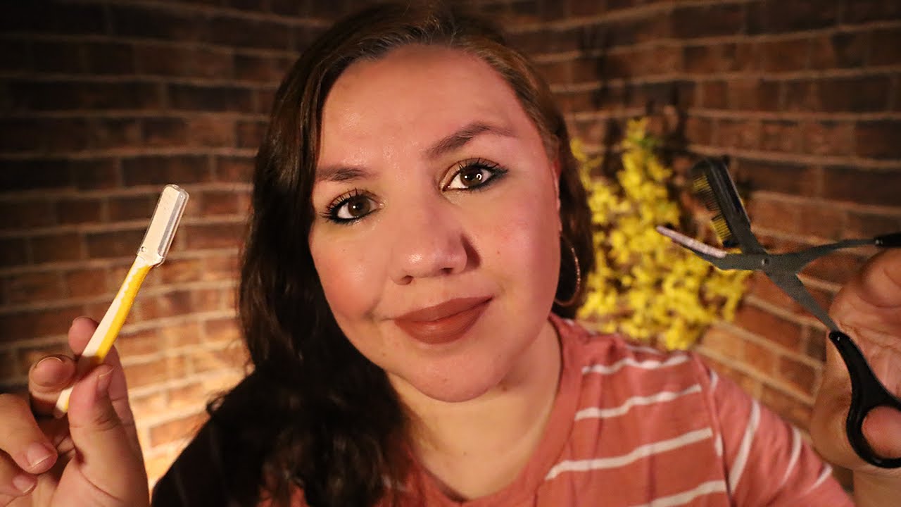 ASMR Office Friend Does Your Eyebrows at Lunch ROLEPLAY / Plucking, Trimming & Brushing