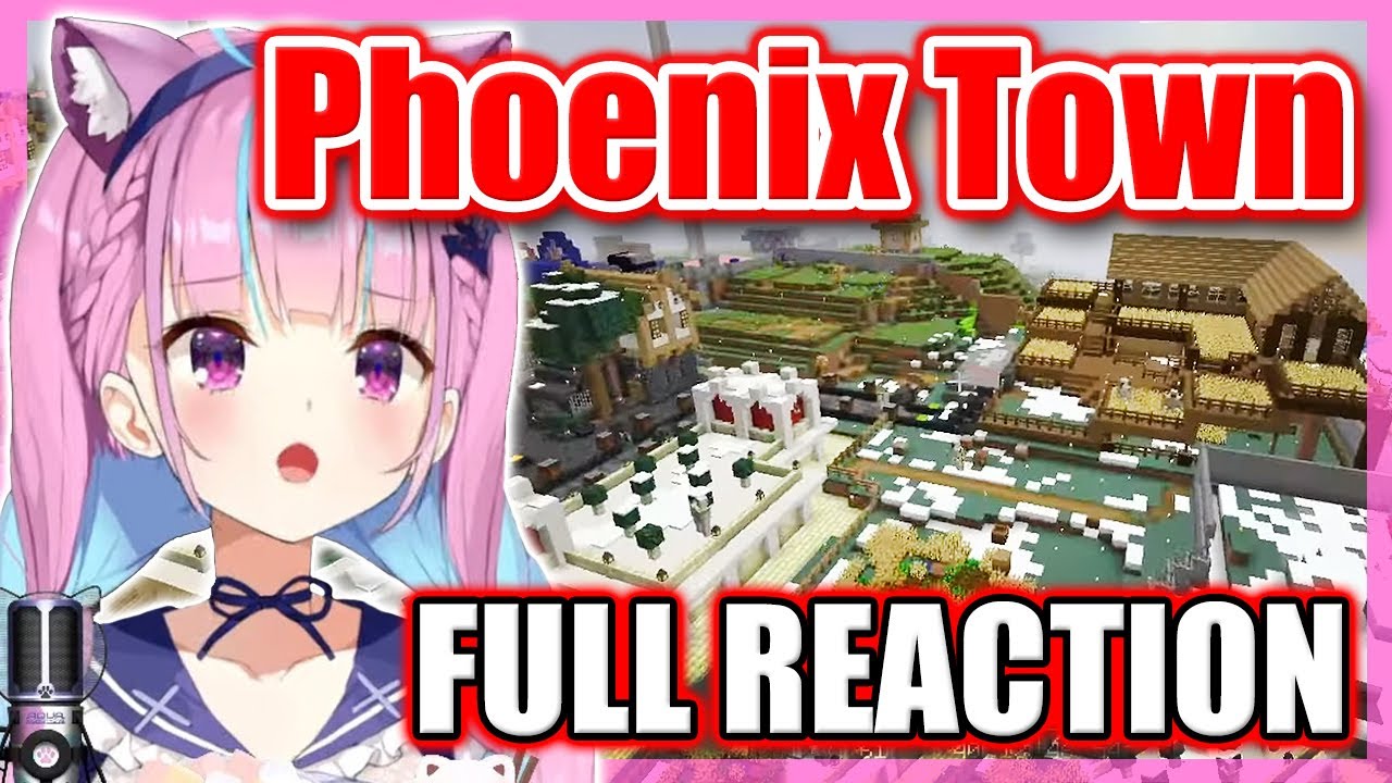 【ENG Sub】Aqua REACTS to Kiara's FANCY VILLAGE in Minecraft EN Server - Phoenixton 【Hololive】