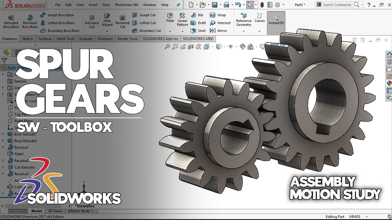 Assembly dan Simulasi Roda Gigi / Spur Gear Menggunakan SolidWorks Toolbox
