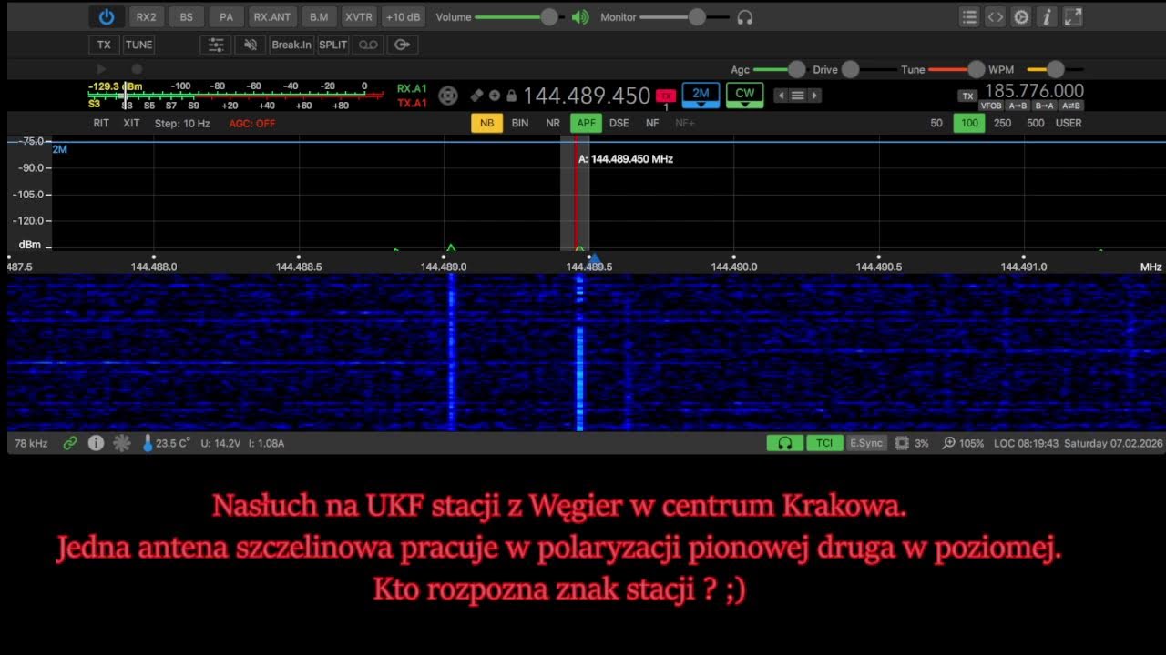 Nasłuch stacji UKF z Węgier ma antenach szczelinowych w centrum Krakowa.