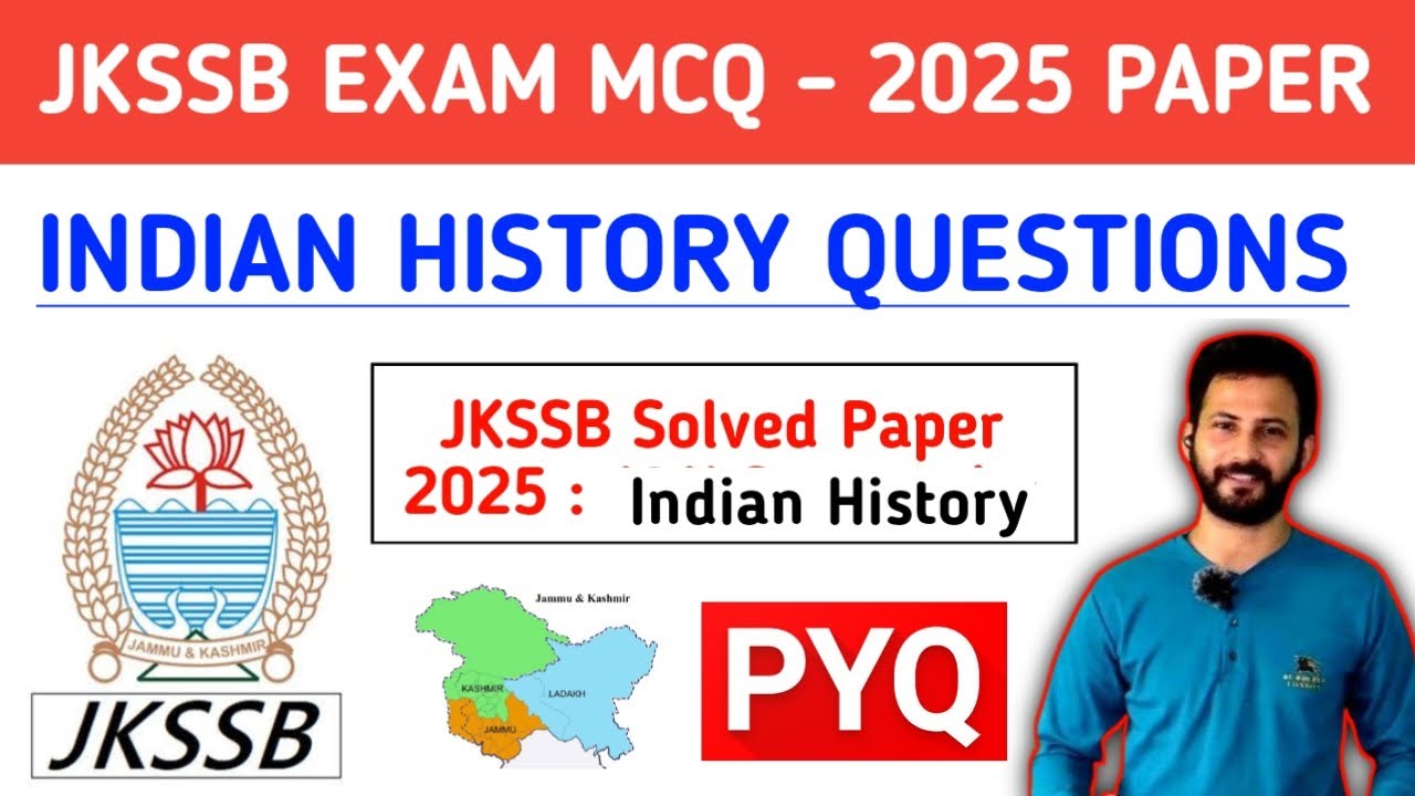 Indian History  PYQ | JKSSB EXAM MCQ | JKSSB 2025 Solved Paper | History Most Important Questions