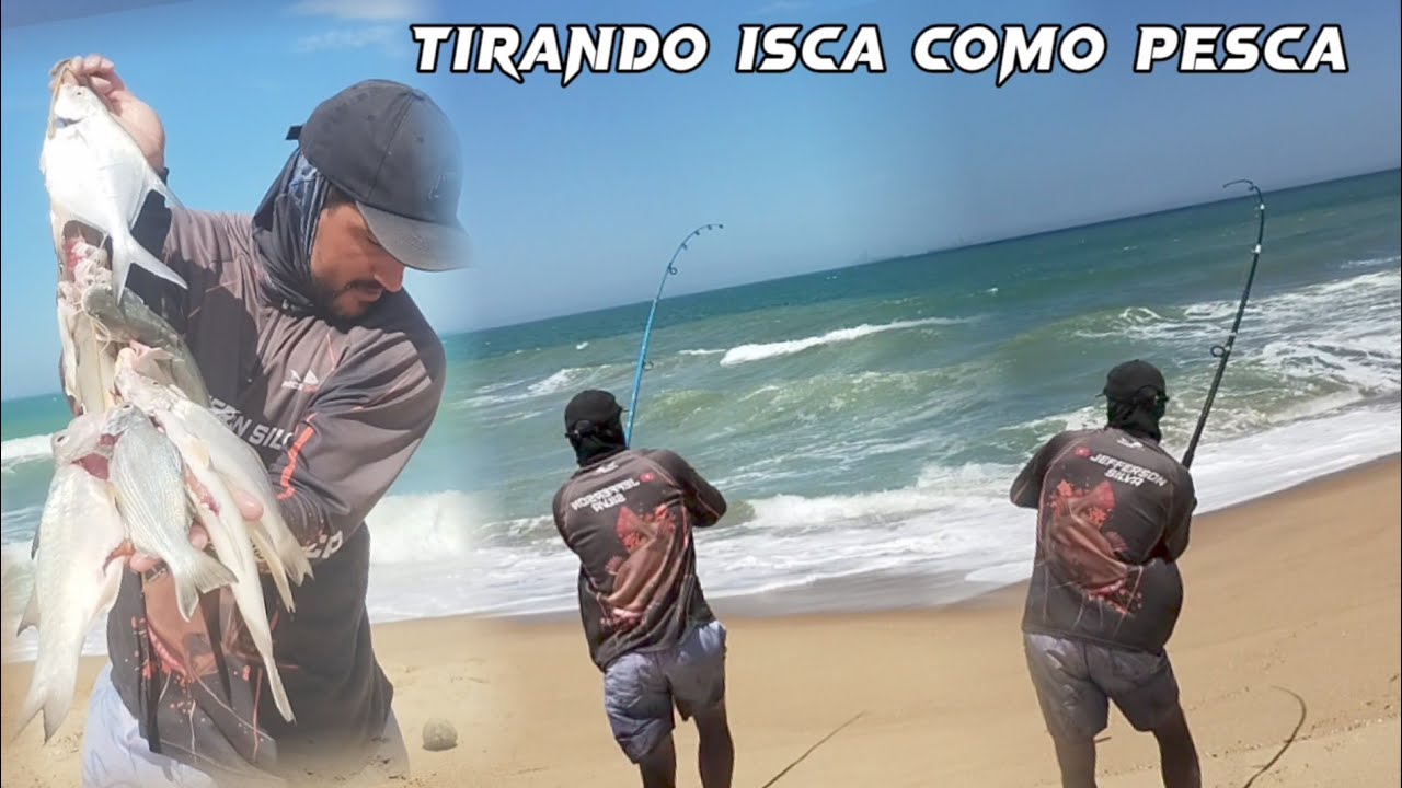 Esse pescador louco usa 6 anzol com está isca e isso acontece em sua pescaria de praia 