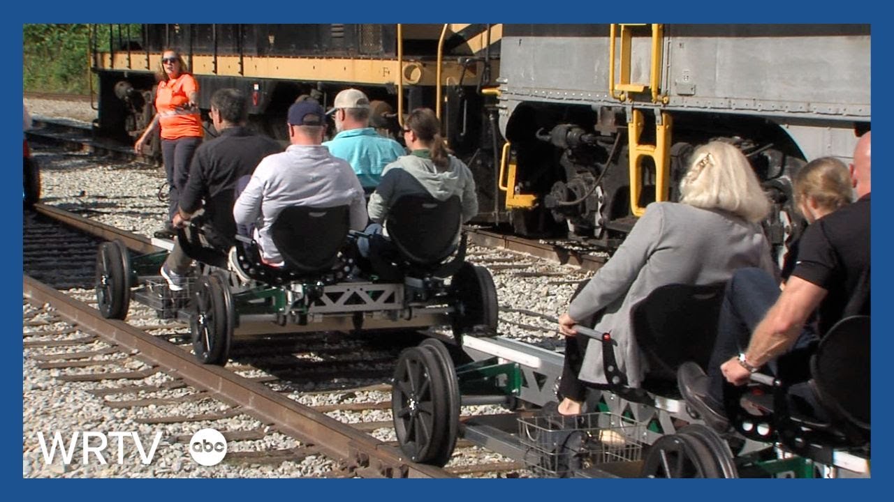 Railbike ride on the train tracks of the Nickel Plate Express