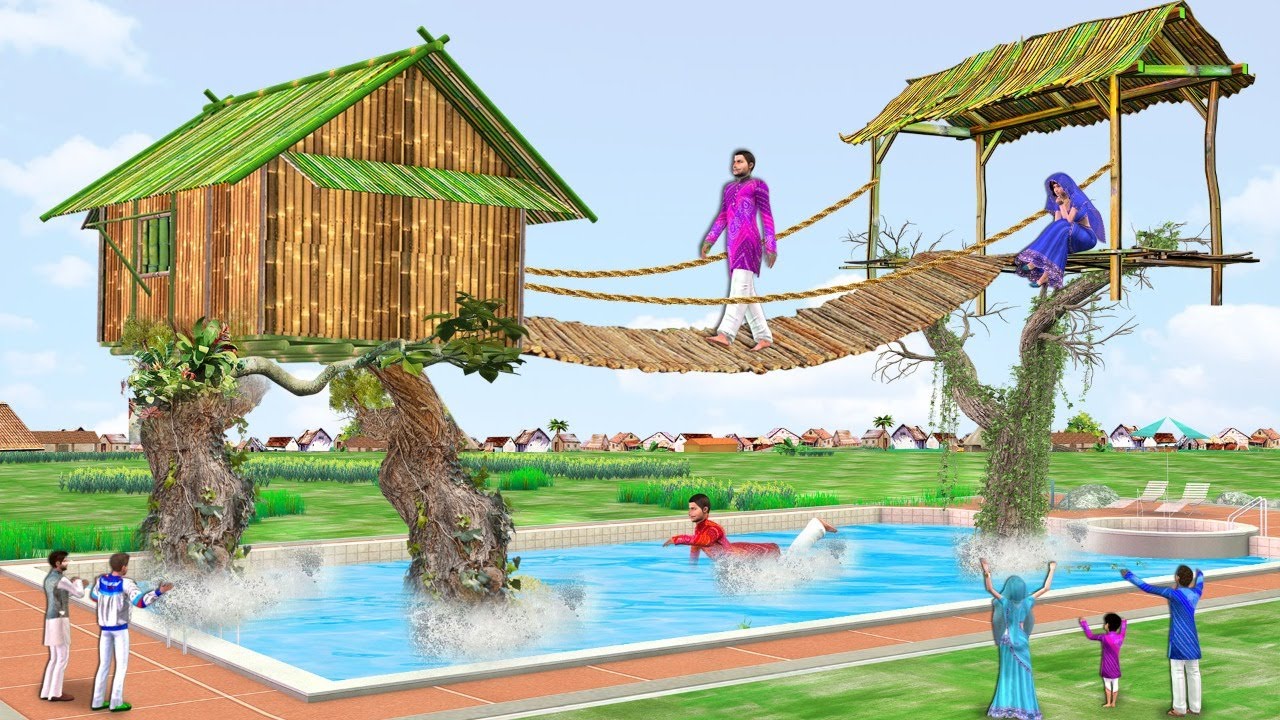 बाँस घर स्विमिंग पूल Primitive Bamboo House Swimming Pool Comedy Video हिंदी कहानिया Hindi Kahaniya