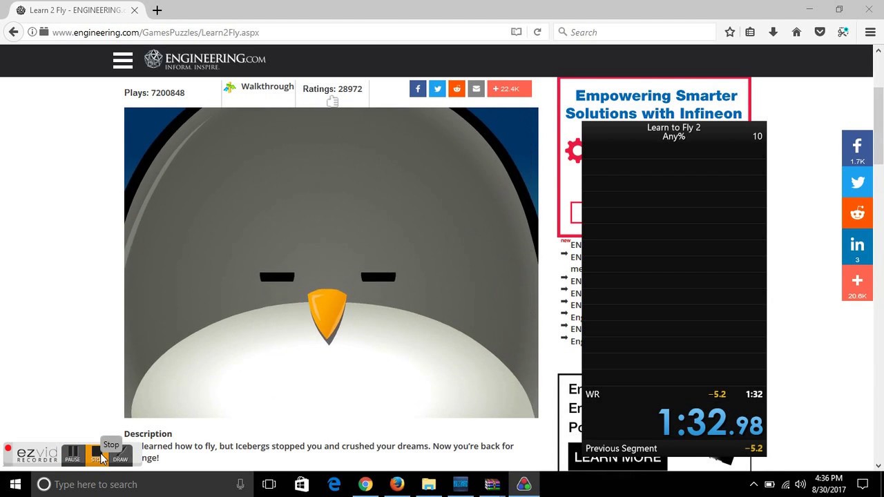 Learn to Fly 2 Any% Classic Glitched All Bonus in 1:32 (WR)