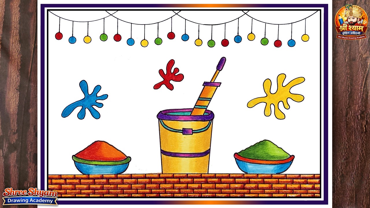 How to draw Holi Festival Drawing || Easy Holi Drawing || Step by Step || Indian Festival Drawing