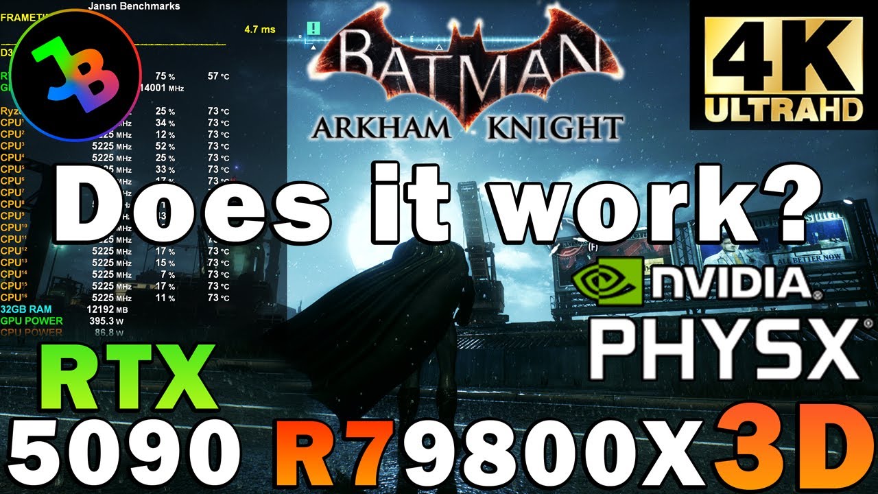Batman: Arkham Knight 4K | RTX 5090 | Ryzen 7 9800X3D | Maximum Settings | NVIDIA PhysX