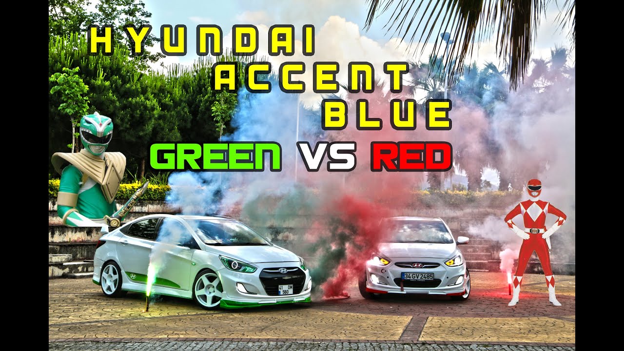 Hyundai Accent Blue Green VS Red