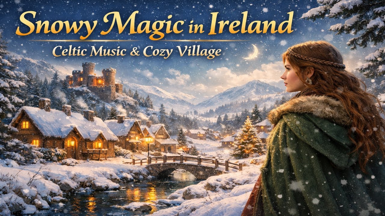 Snowy Magic in Ireland | Celtic Music & Cozy Winter Village