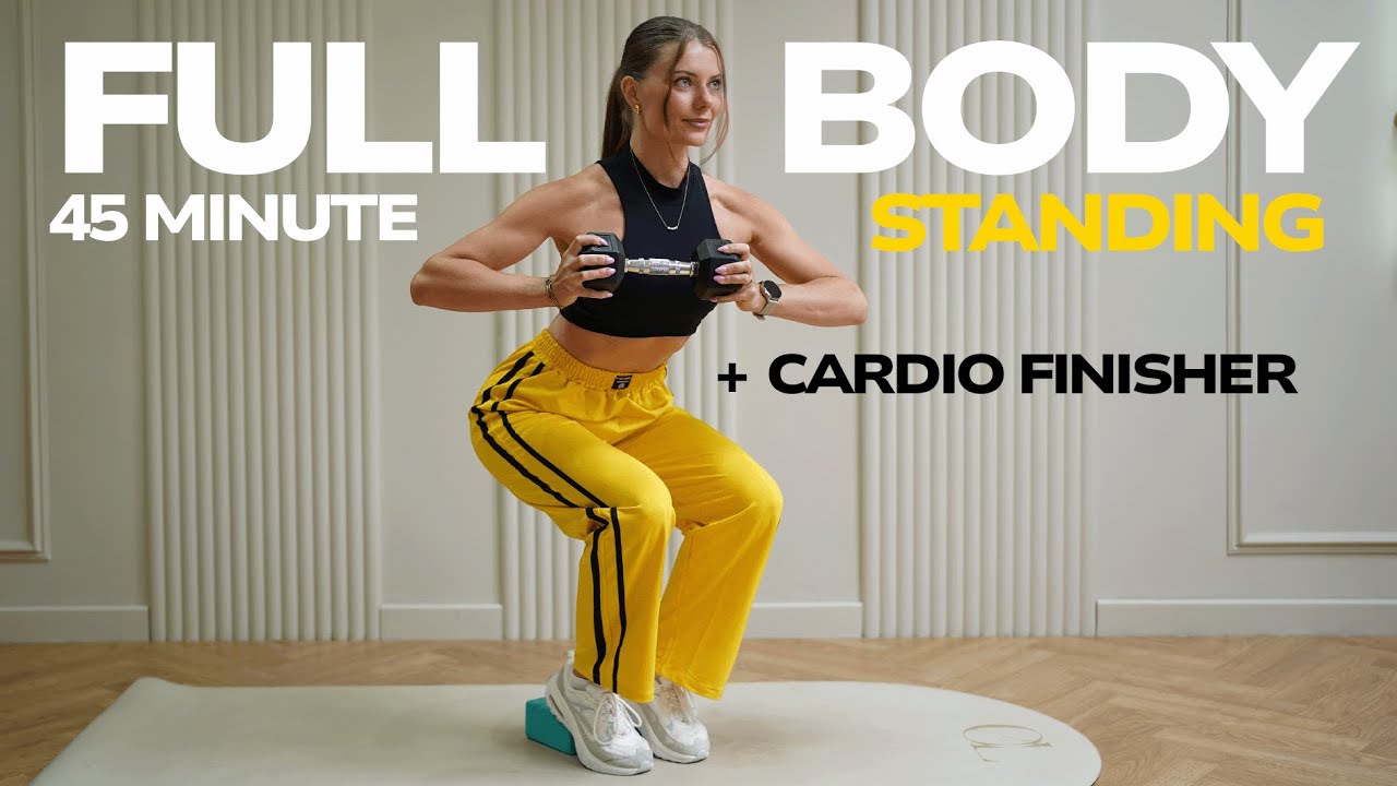 45 MIN STANDING FULL BODY STRENGTH WORKOUT TO BUILD MUSCLE & BURN FAT- Low Impact & No Repeats