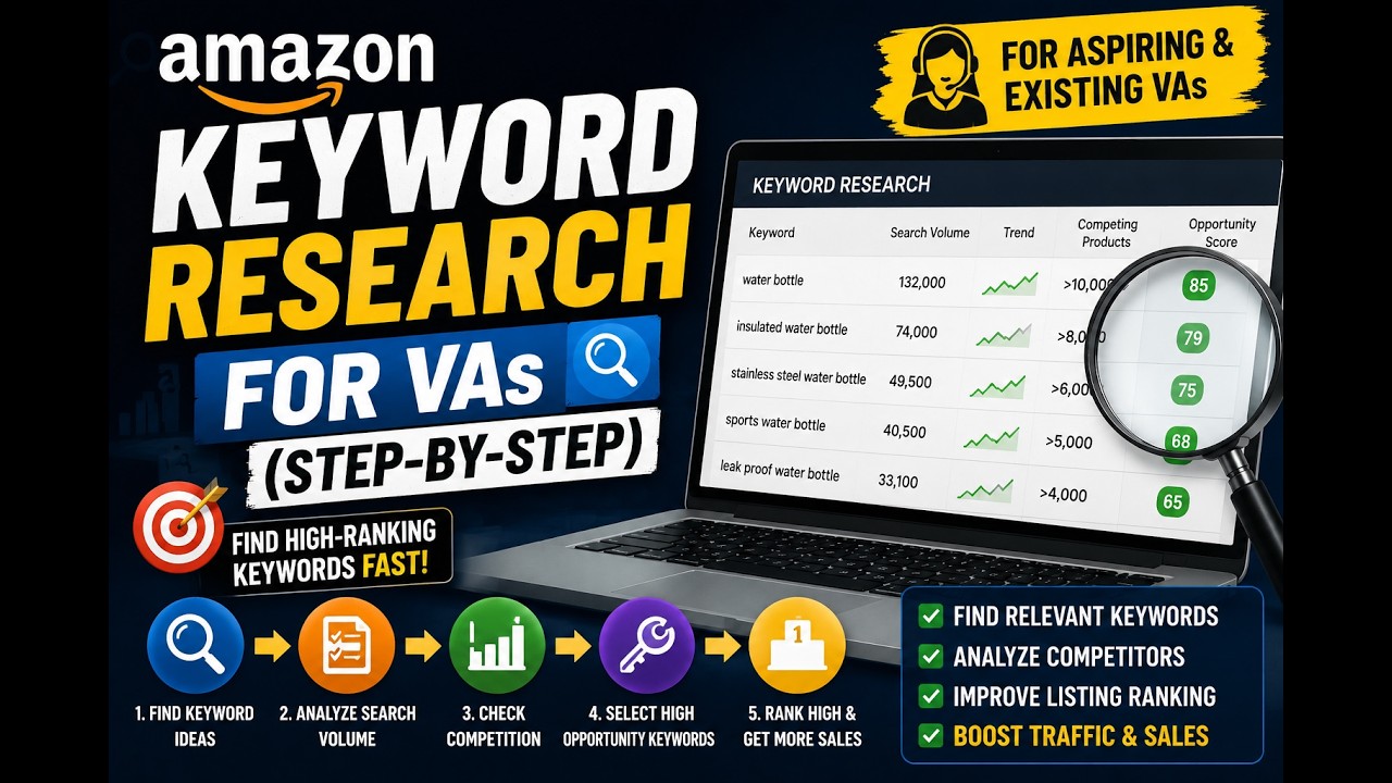 Amazon Keyword Research for VAs (Step-by-Step) | Find High-Ranking Keywords Fast