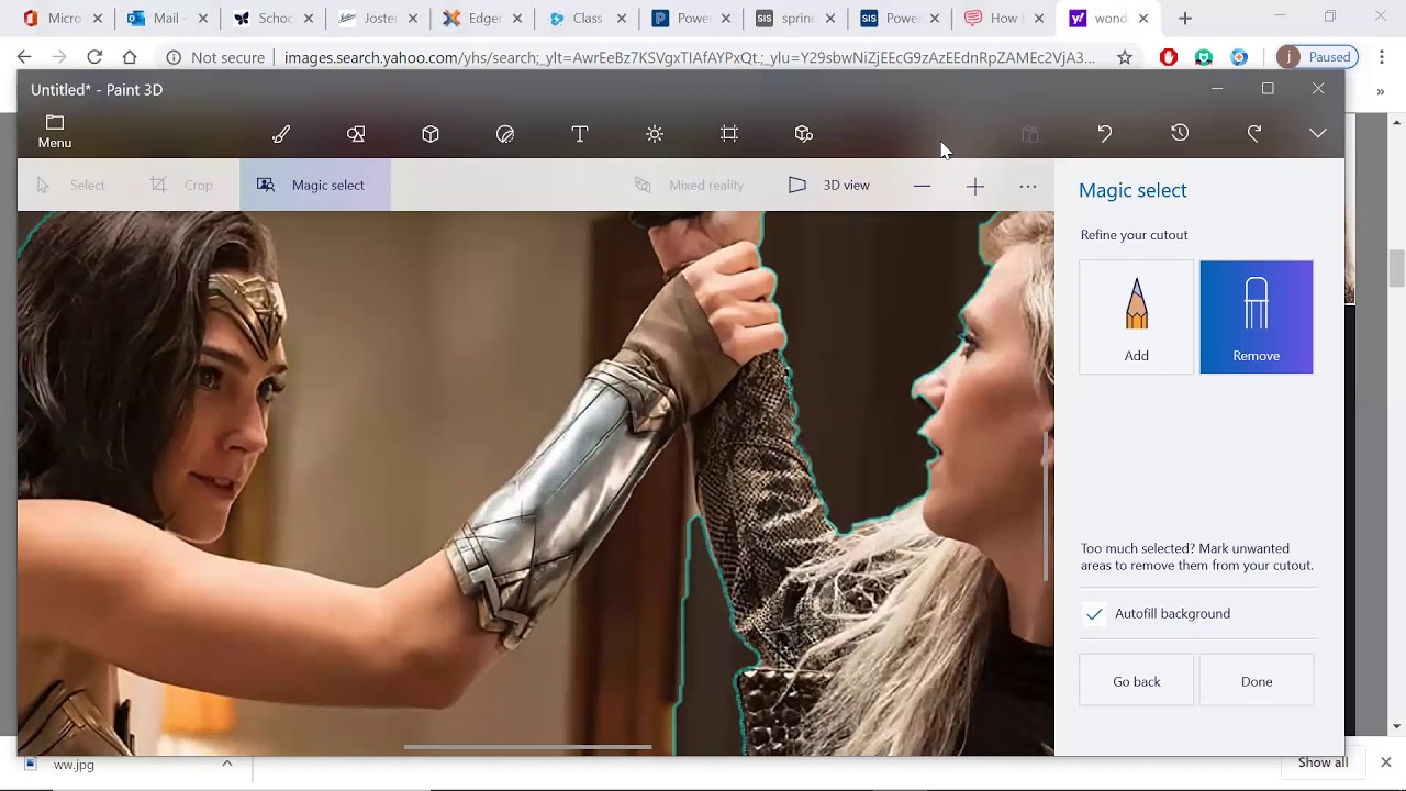 Paint 3D Brush tools and Magic Select
