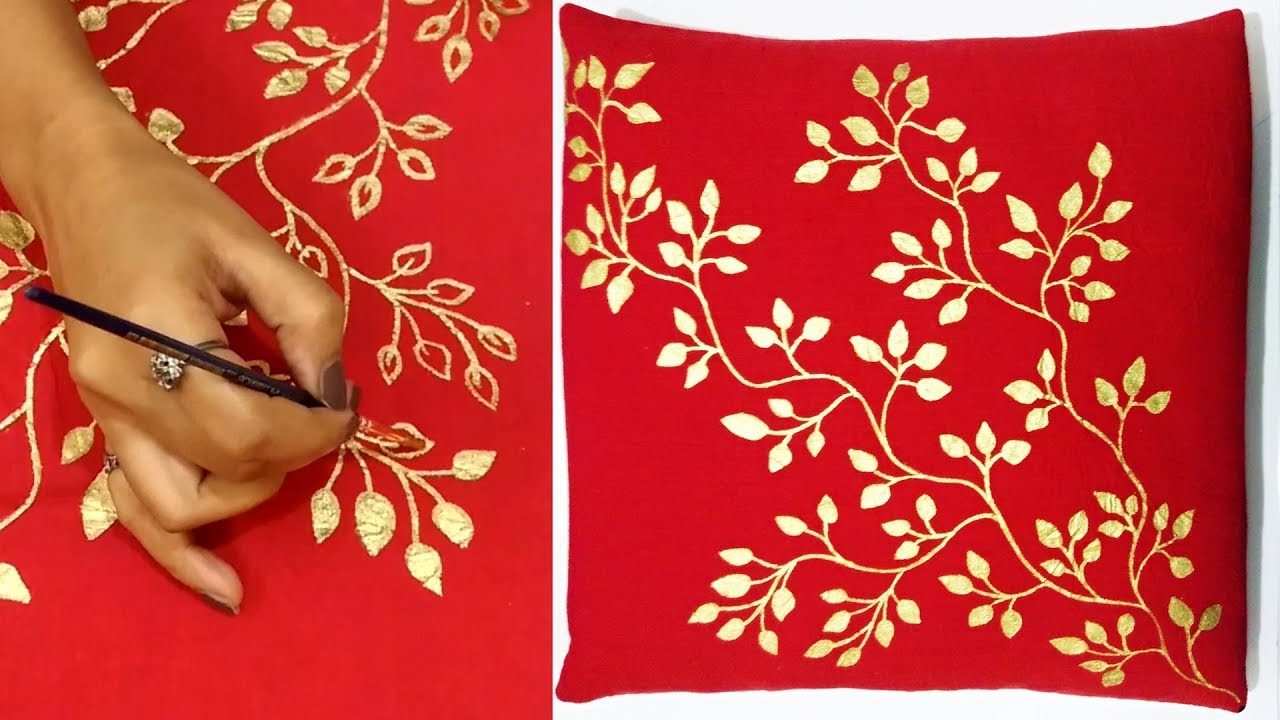 DIY : Easy Hand Painting Technique to make Designer Cushion Cover | Home Decor