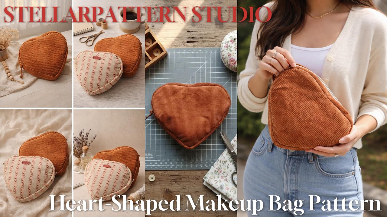 Heart-Shaped Makeup Bag Sewing Pattern