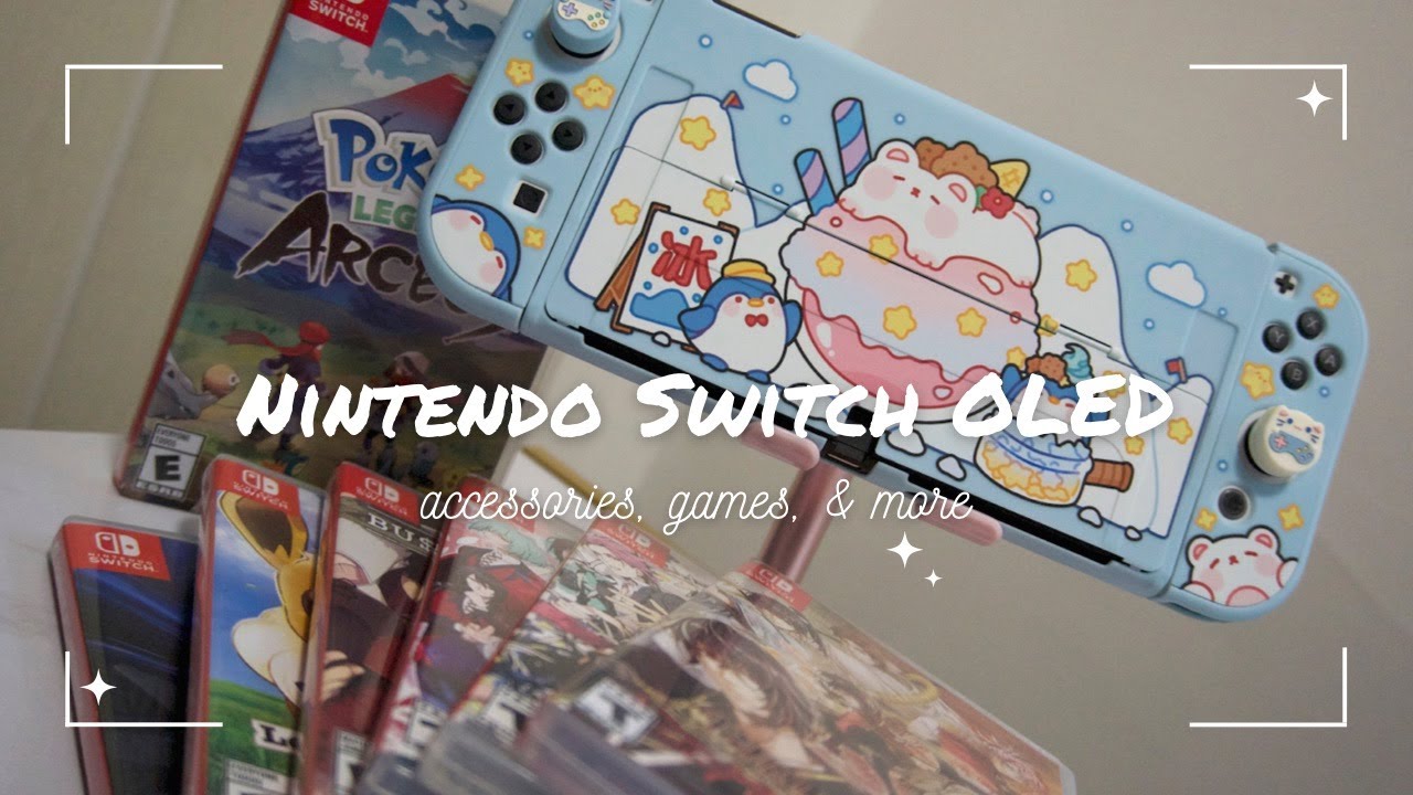 🐱 unboxing nintendo switch OLED, cute accessories, pokemon & otome games